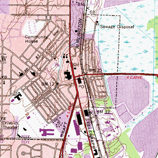 Topographic Map of Chickasaw Shopping Center, AL