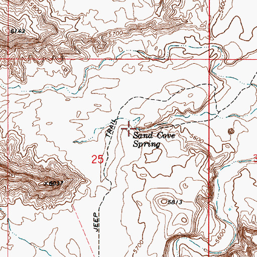 Topographic Map of Sand Cove Spring, UT