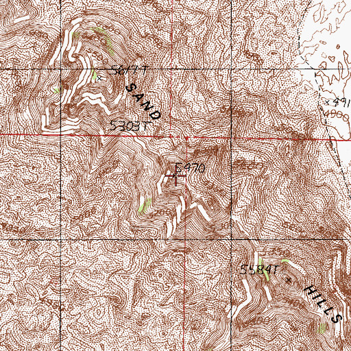 Topographic Map of Sand Hills, UT