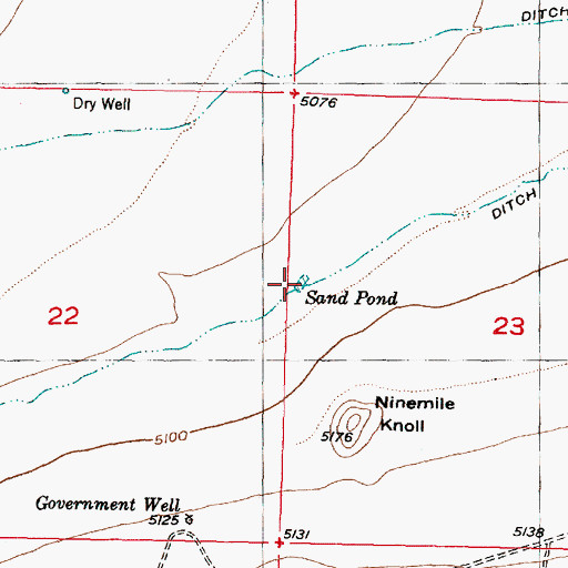 Topographic Map of Sand Pond, UT