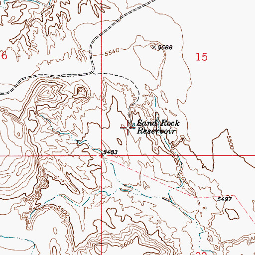 Topographic Map of Sand Rock Reservoir, UT