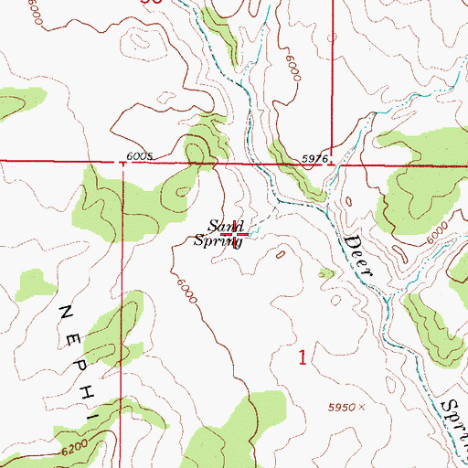 Topographic Map of Sand Spring, UT