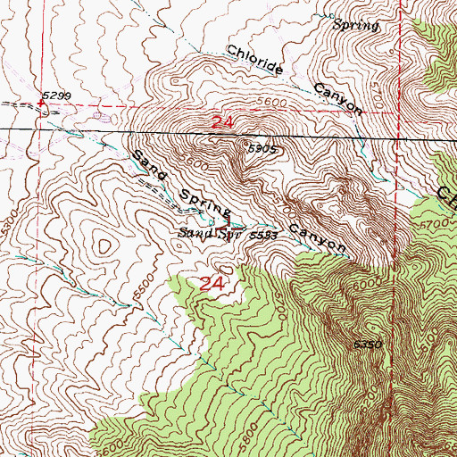 Topographic Map of Sand Spring, UT