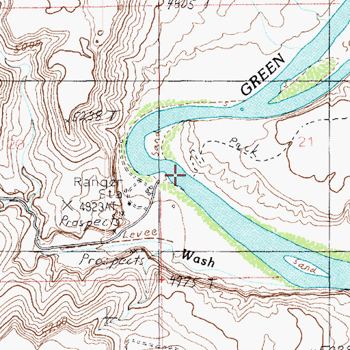 Topographic Map of Sand Wash Ferry, UT