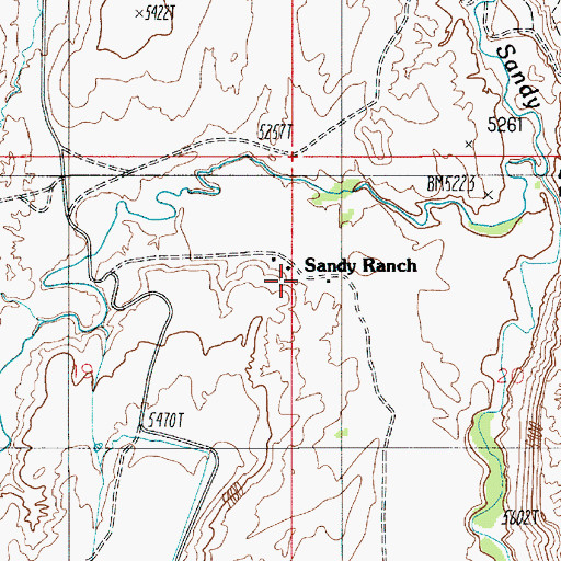 Topographic Map of Sandy Ranch, UT