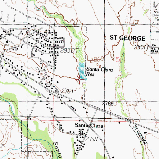 Topographic Map of Santa Clara Reservoir, UT