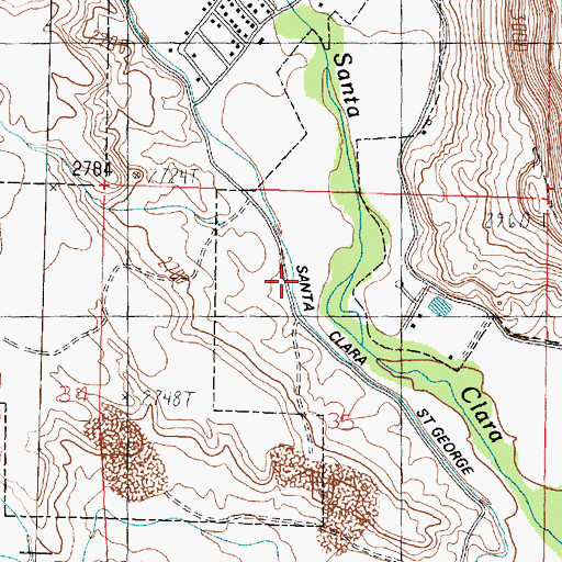 Topographic Map of Santa Clara Saint George Canal, UT
