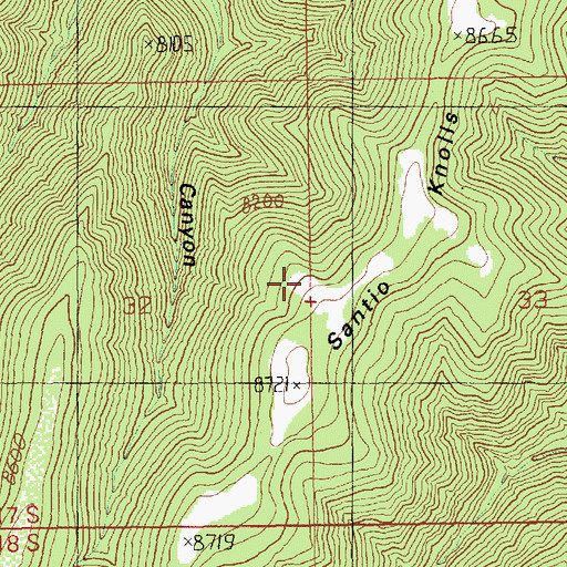 Topographic Map of Santio Knolls, UT