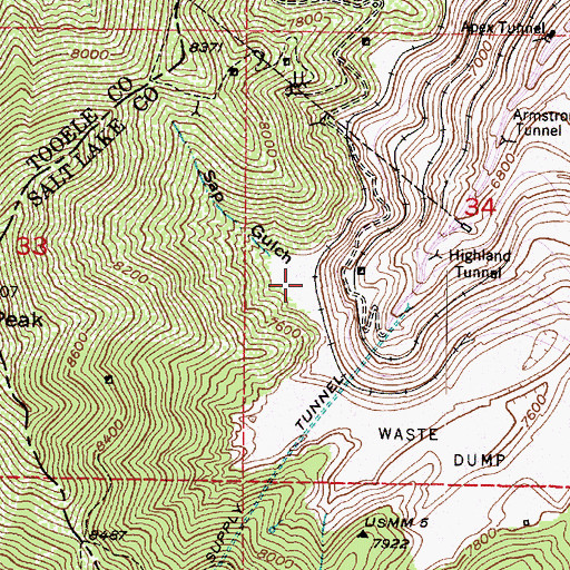 Topographic Map of Sap Gulch, UT