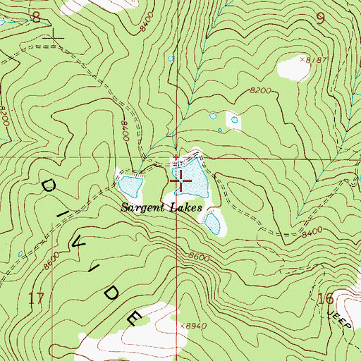 Topographic Map of Sargent Lakes, UT
