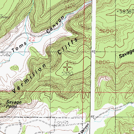 Topographic Map of Savage Point, UT