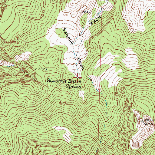 Topographic Map of Sawmill Basin Spring, UT