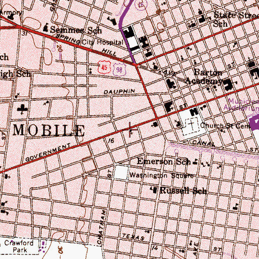 Topographic Map of Church of Christ, AL