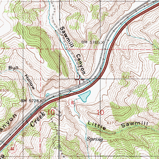 Topographic Map of Sawmill Canyon, UT