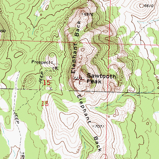 Topographic Map of Sawtooth Peak, UT
