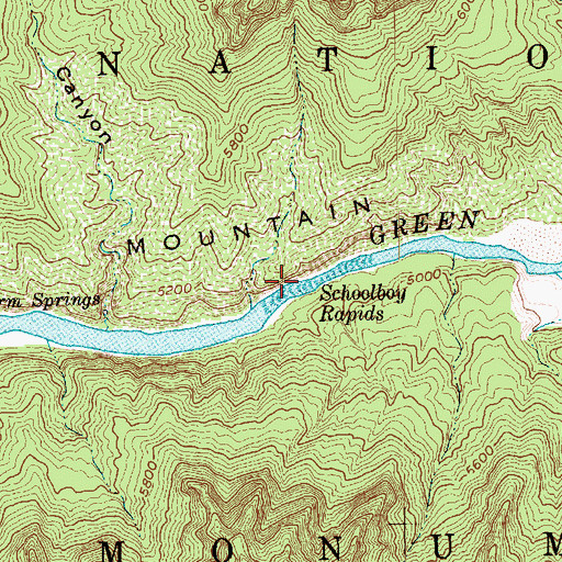 Topographic Map of Schoolboy Rapids, UT