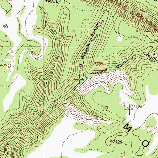 Topographic Map of Second Blackburn Canyon, UT