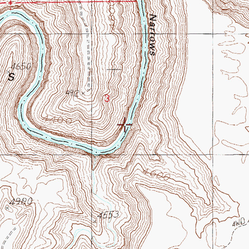 Topographic Map of Second Narrows, UT