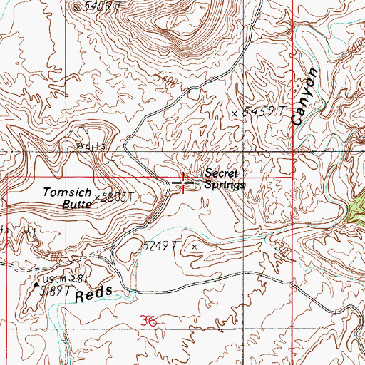 Topographic Map of Secret Springs, UT