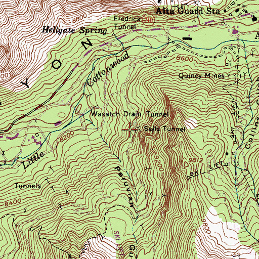 Topographic Map of Sells Tunnel, UT