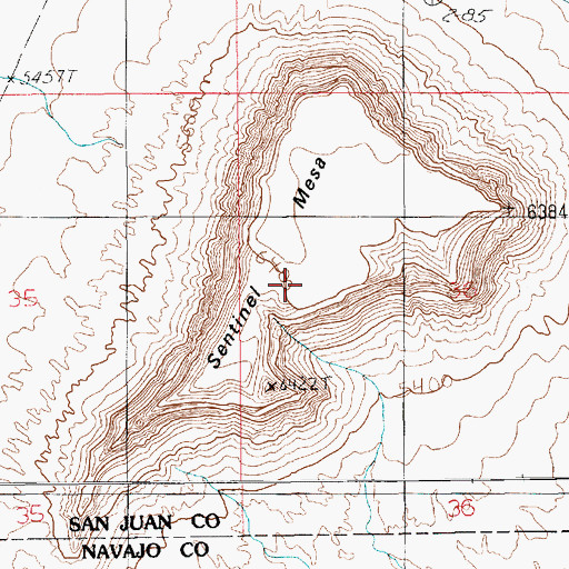 Topographic Map of Sentinel Mesa, UT