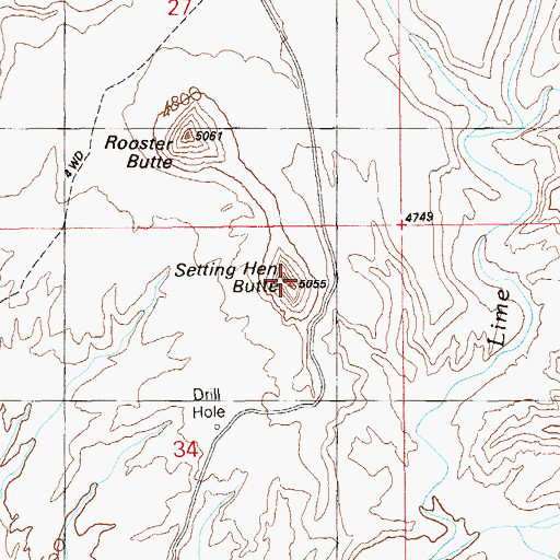 Topographic Map of Setting Hen Butte, UT