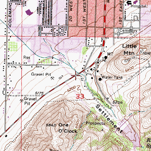 Topographic Map of Settlement Canyon, UT