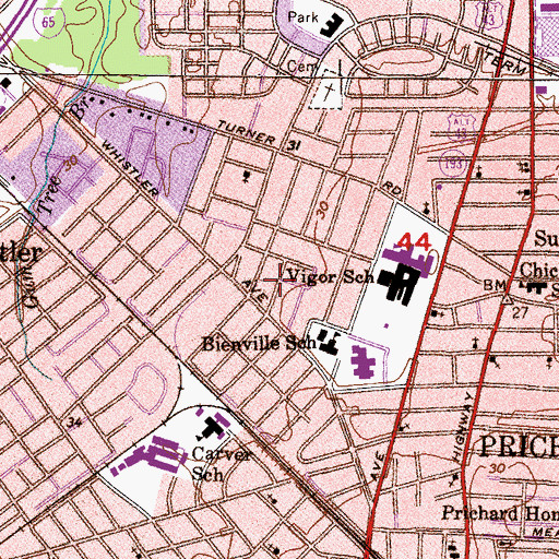 Topographic Map of Church of God in Christ Holiness, AL
