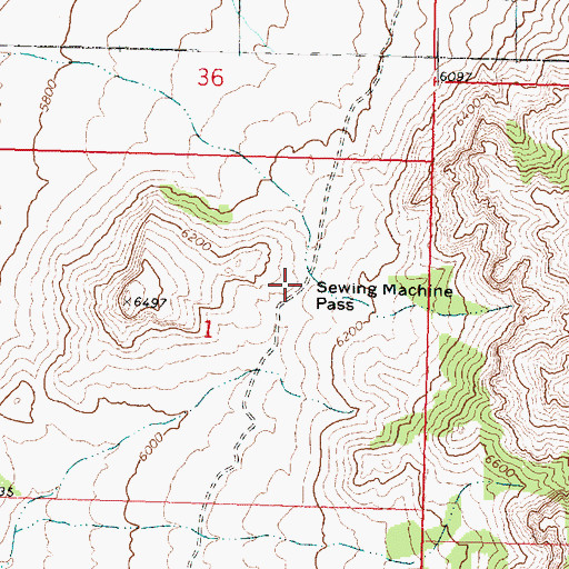 Topographic Map of Sewing Machine Pass, UT