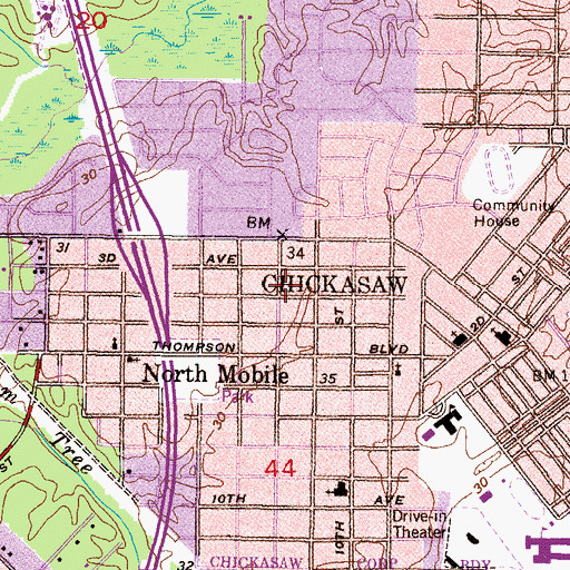 Topographic Map of Church of God of Prophecy, AL