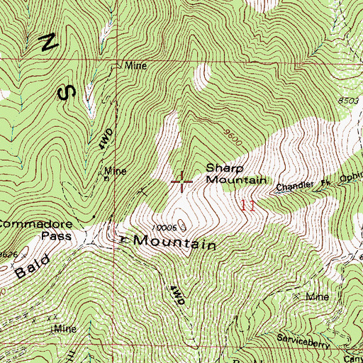 Topographic Map of Sharp Mountain, UT