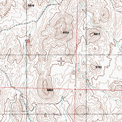 Topographic Map of Shauntie Hills, UT