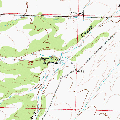 Topographic Map of Sheep Creek Reservoir, UT