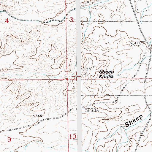 Topographic Map of Sheep Knolls, UT