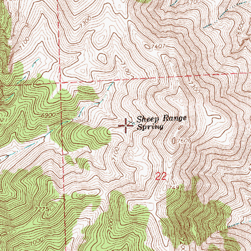 Topographic Map of Sheep Range Spring, UT
