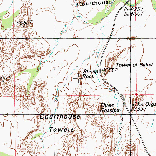 Topographic Map of Sheep Rock, UT