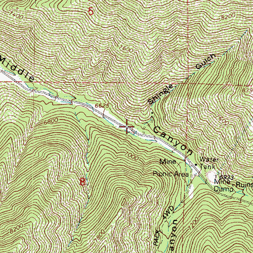 Topographic Map of Shingle Gulch, UT