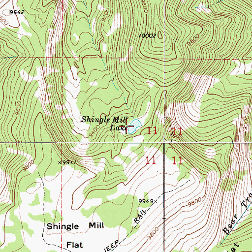 Topographic Map of Shingle Mill Lake, UT