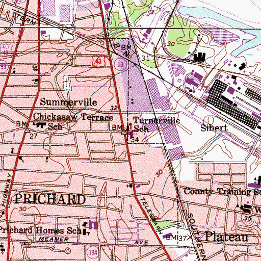 Topographic Map of Church of God Pentecostal, AL