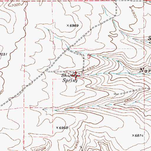Topographic Map of Shirley Spring, UT