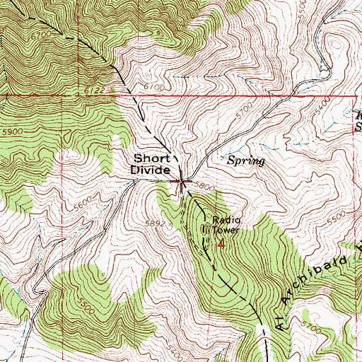 Topographic Map of Short Divide, UT