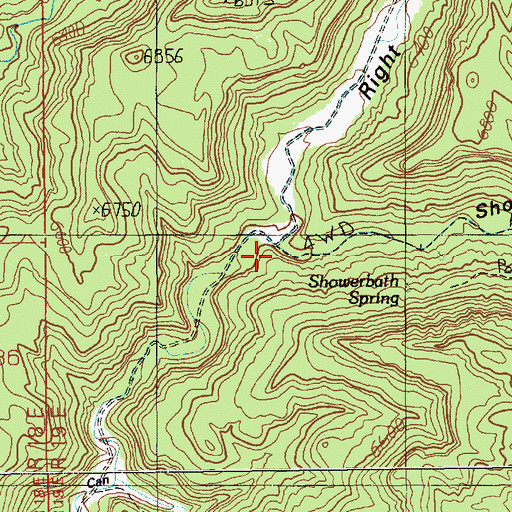 Topographic Map of Showerbath Canyon, UT