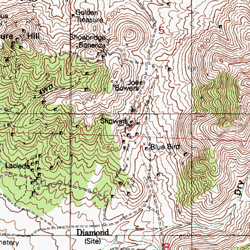 Topographic Map of Showers, UT