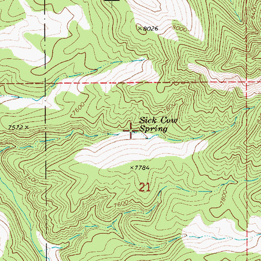 Topographic Map of Sick Cow Spring, UT