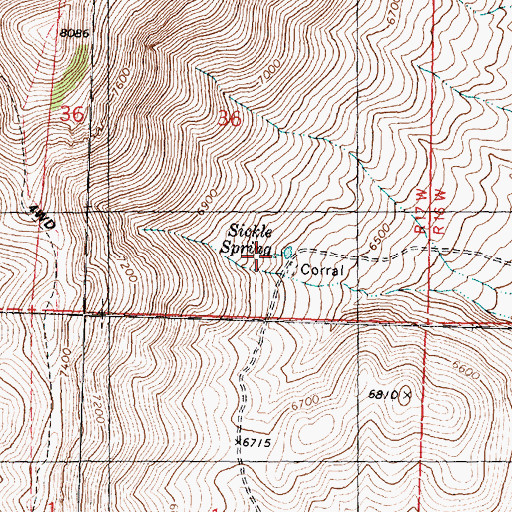 Topographic Map of Sickle Spring, UT