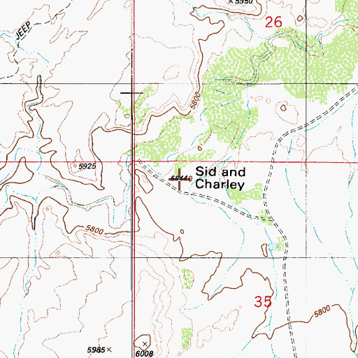 Topographic Map of Sid and Charley, UT