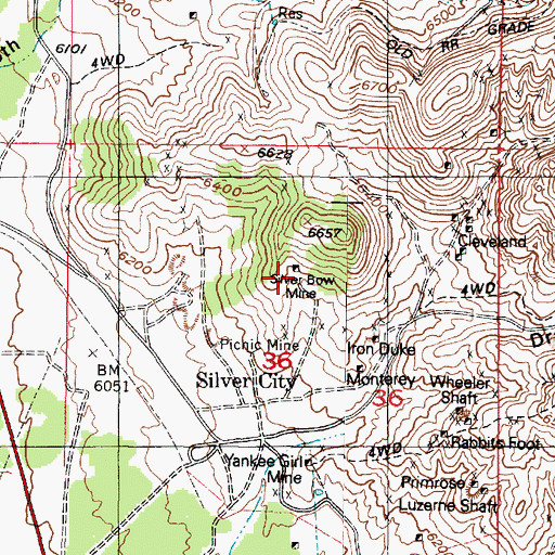 Topographic Map of Silver Bow Mine, UT