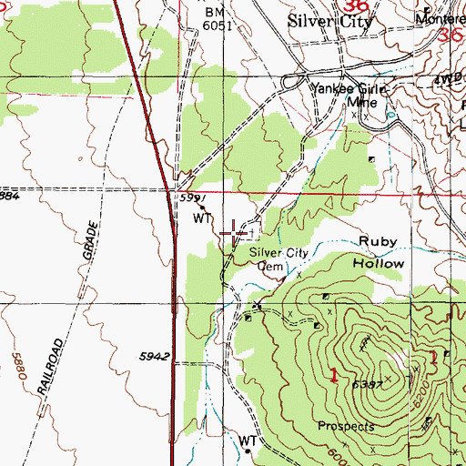 Topographic Map of Silver City Cemetery, UT