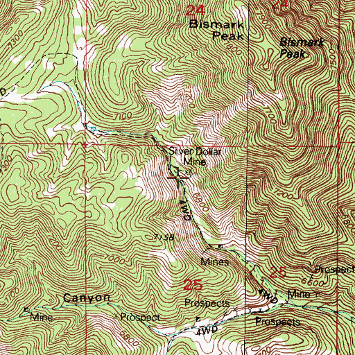 Topographic Map of Silver Dollar Mine, UT