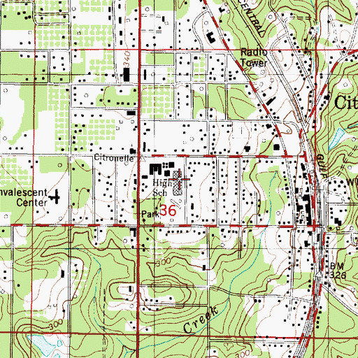 Topographic Map of Citronelle High School, AL